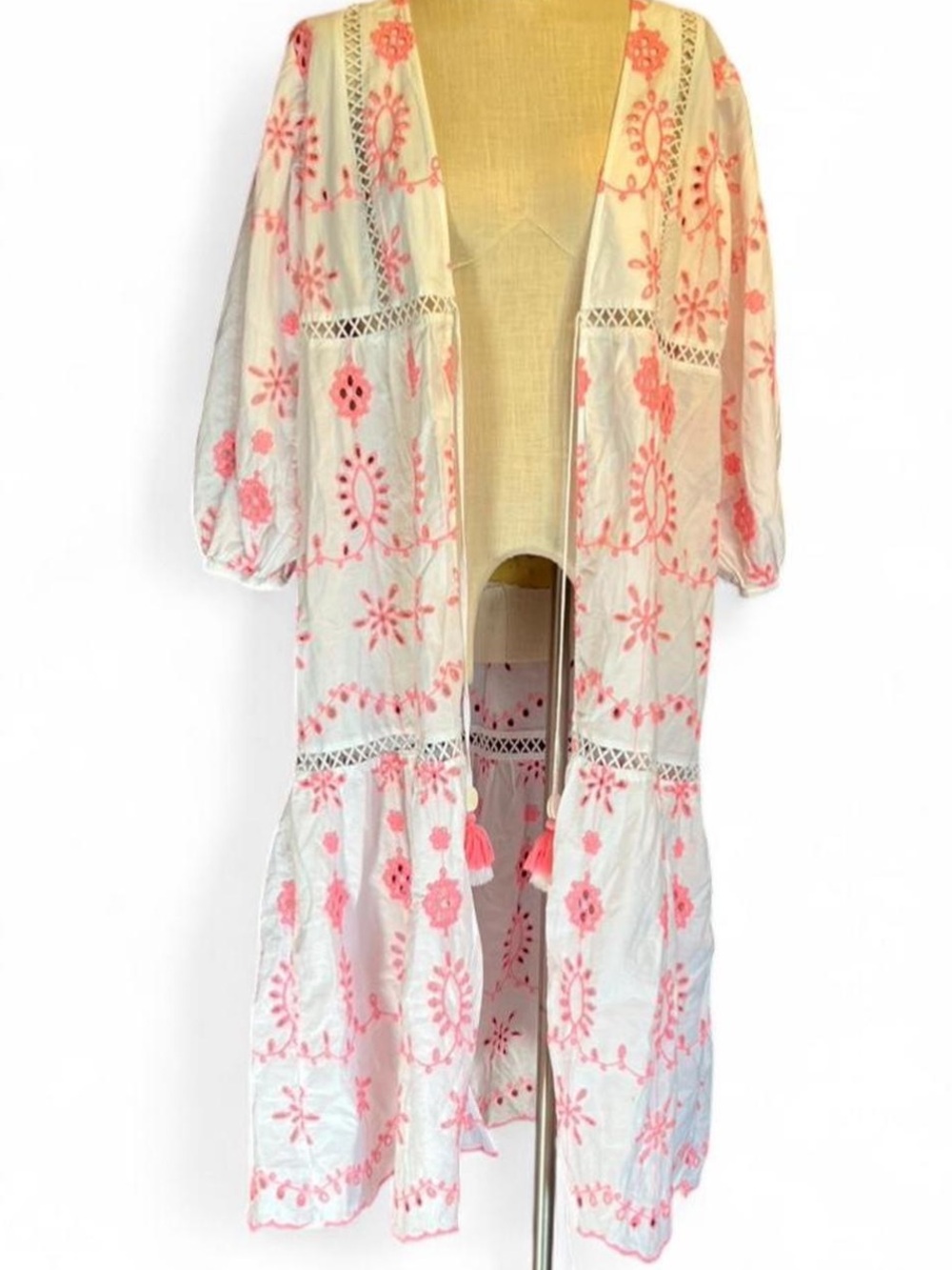 💓J.Crew Beach Dress • White with Pink Embroidery • Swim Cover Up - Picture 5 of 6